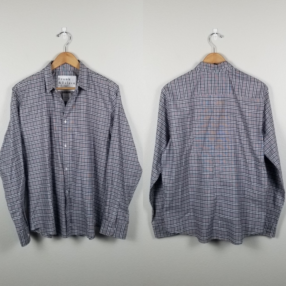 Frank & Eileen Paul Italian Cotton Plaid Oversized Button Shirt Size Large